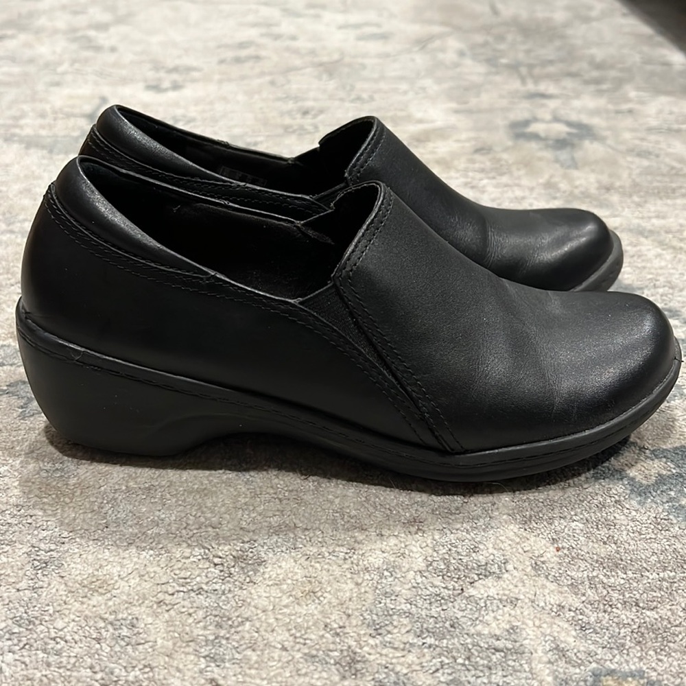 Clarks Black Leather Clogs